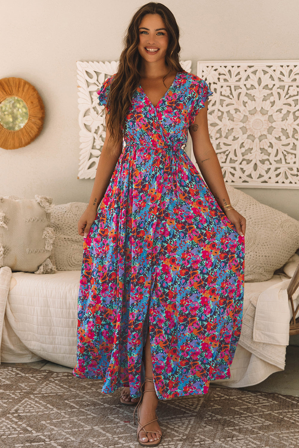 Robe bleu floral
