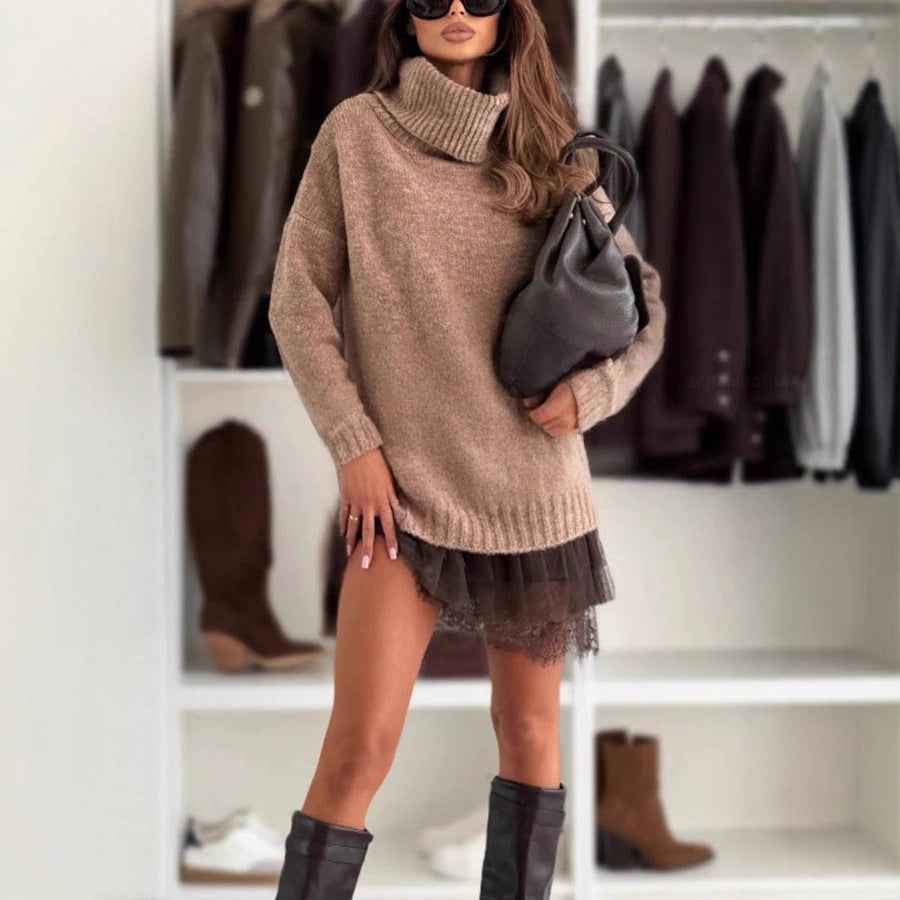 Pull long avec dentelle