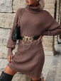 New women's solid color turtleneck sweater dress Tatieonline