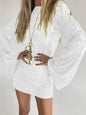 Women's sequin bell sleeve fashionable casual shiny dress Tatieonline