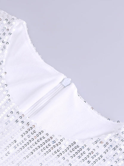 Women's sequin bell sleeve fashionable casual shiny dress Tatieonline