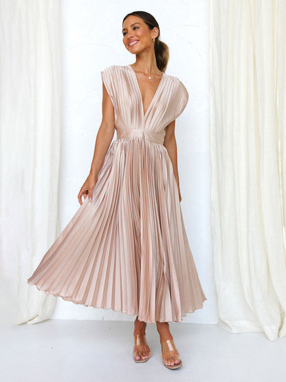 Robe plissée satinée - Tatieonline